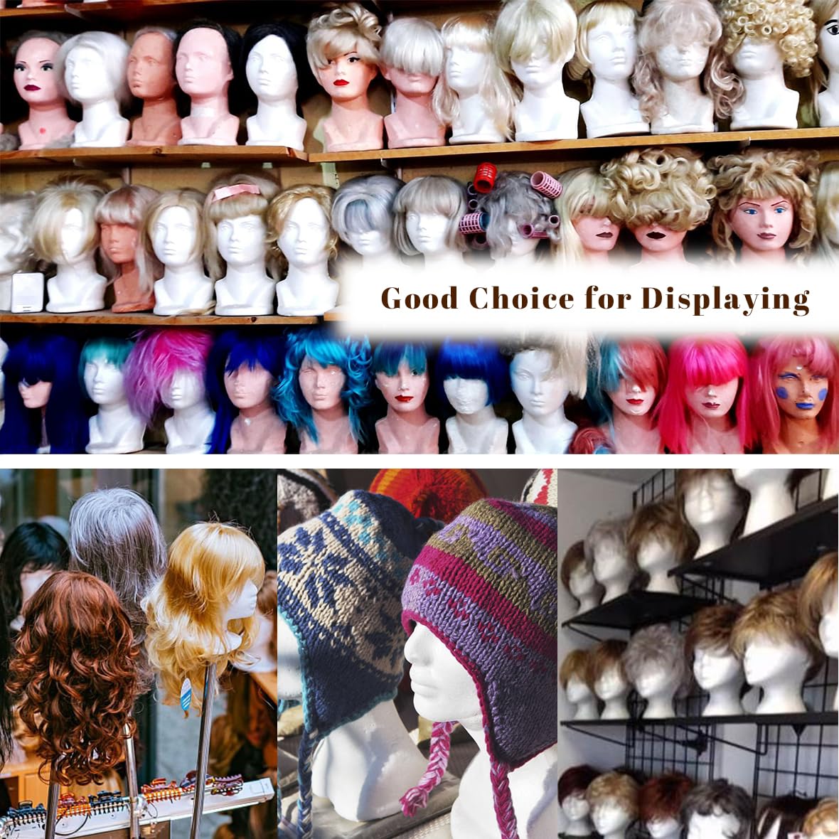Leeven foam head in salon display showing professional presentation