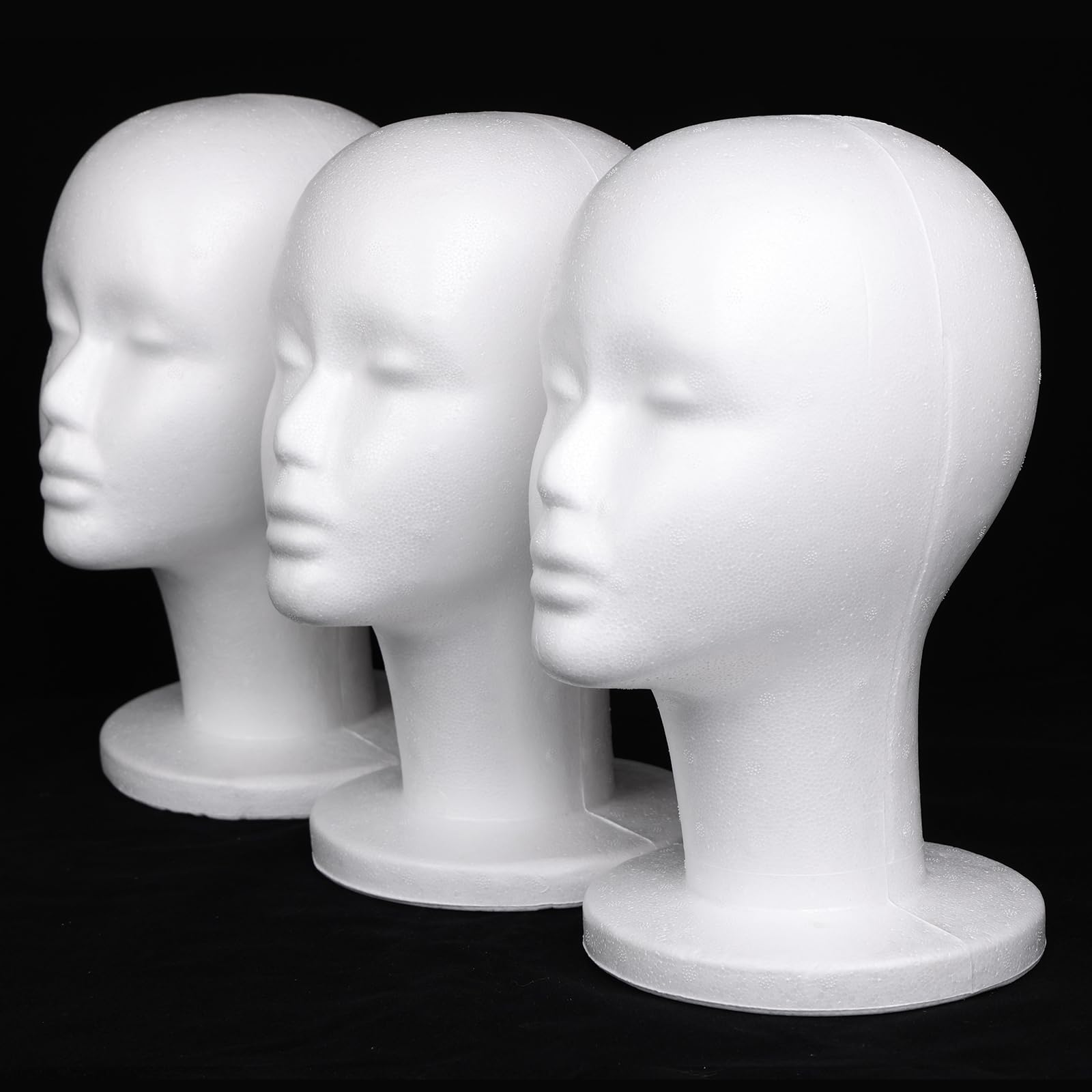 Leeven foam wig head side profile showing natural face contour benefit