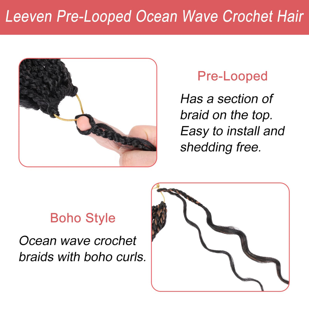 Leeven texture close-up of ocean wave curls, soft touch and tangle resistance