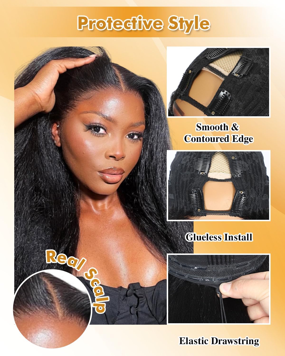 LEFGODY close-up of kinky straight texture highlighting soft touch and styling versatility