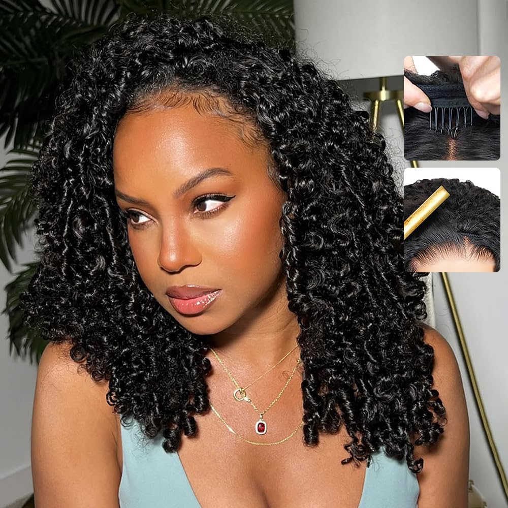 Legendhair front view showing full curly half wig and natural volume