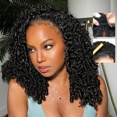 Legendhair front view showing full curly half wig and natural volume