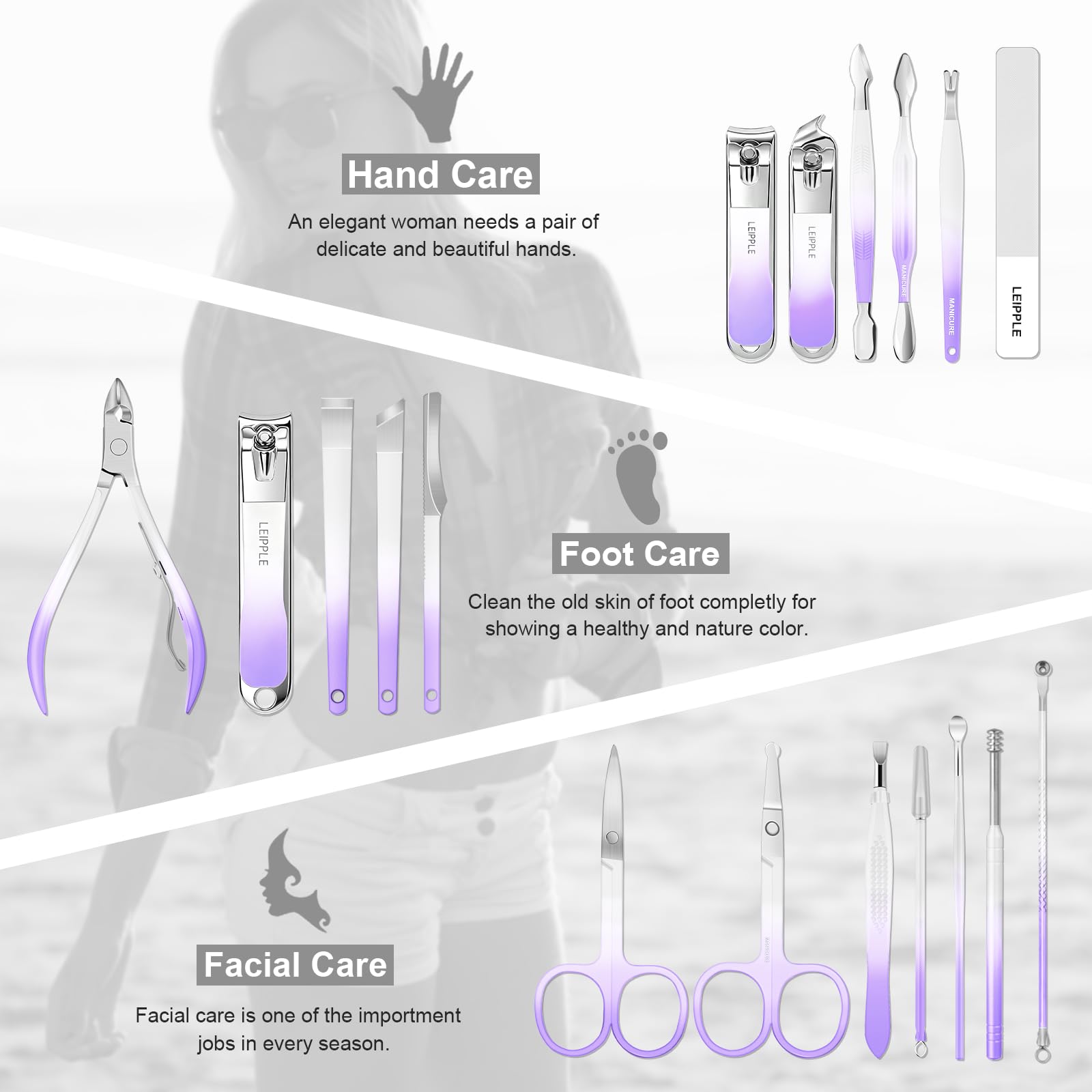 Leipple cuticle trimmer close-up showing sharp stainless-steel precision