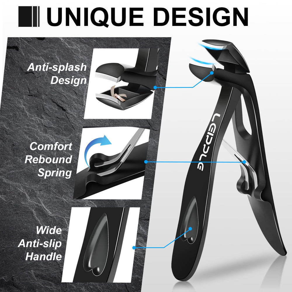 Leipple close-up of large podiatrist toenail clipper demonstrating sharp curved blade for cleaner cuts