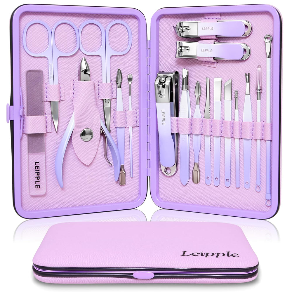Leipple purple-gradient case front showing compact travel-ready design