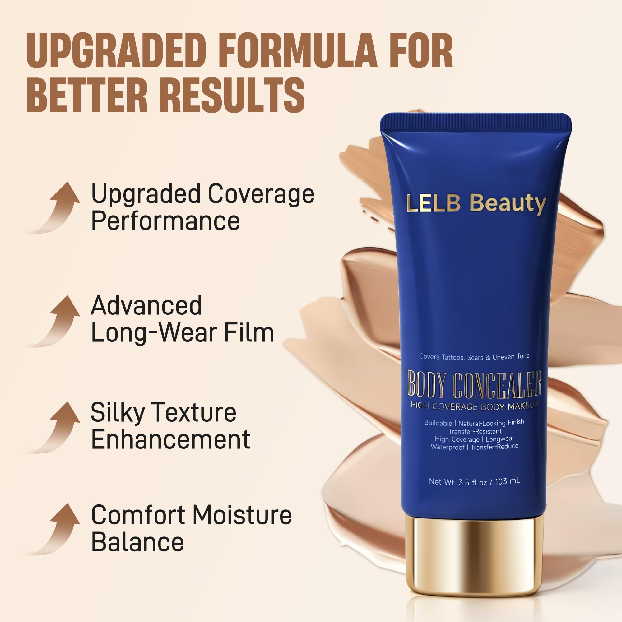 LELB cap and label detail highlighting shade name and product reliability