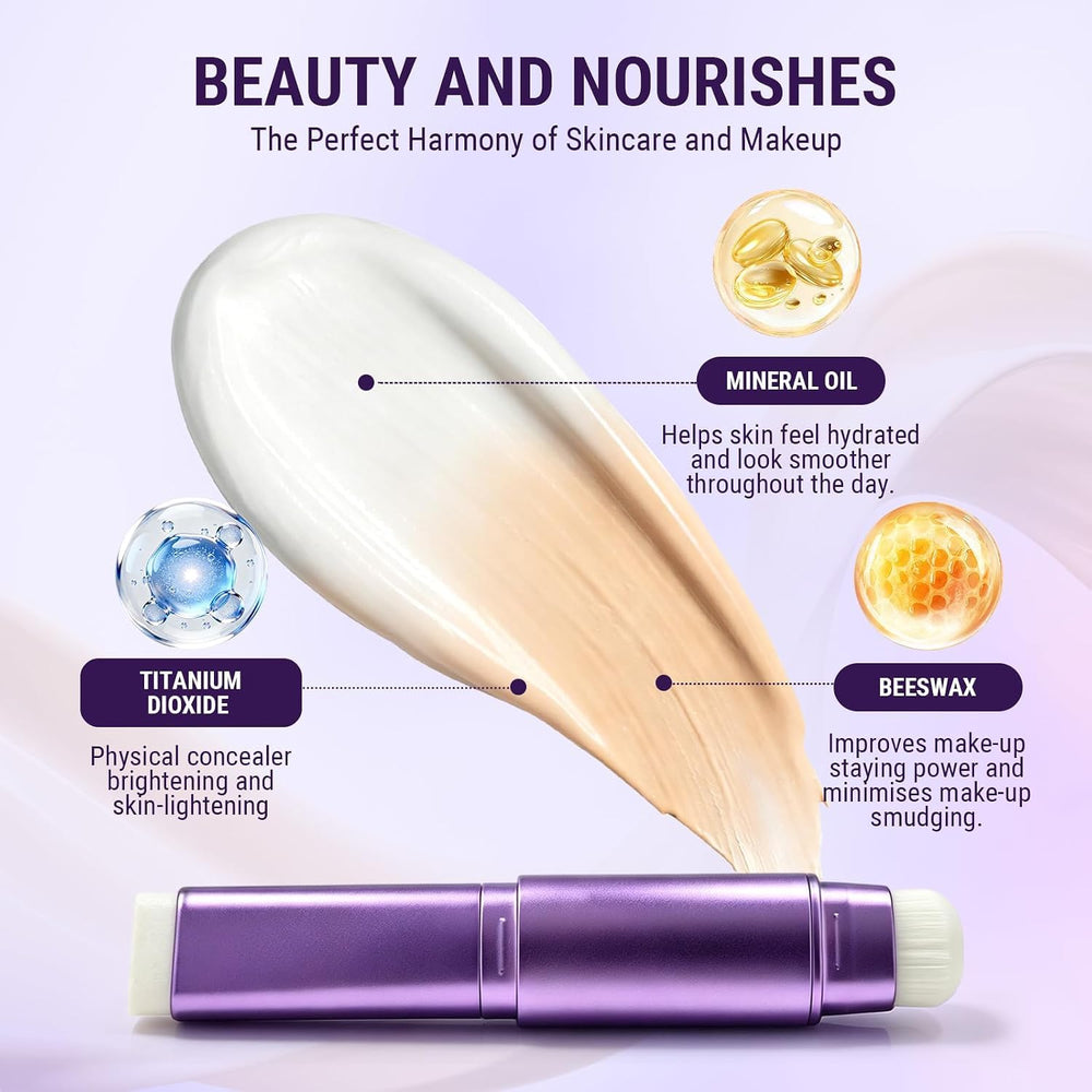 LELLURE stick beside purse illustrating compact size and portability