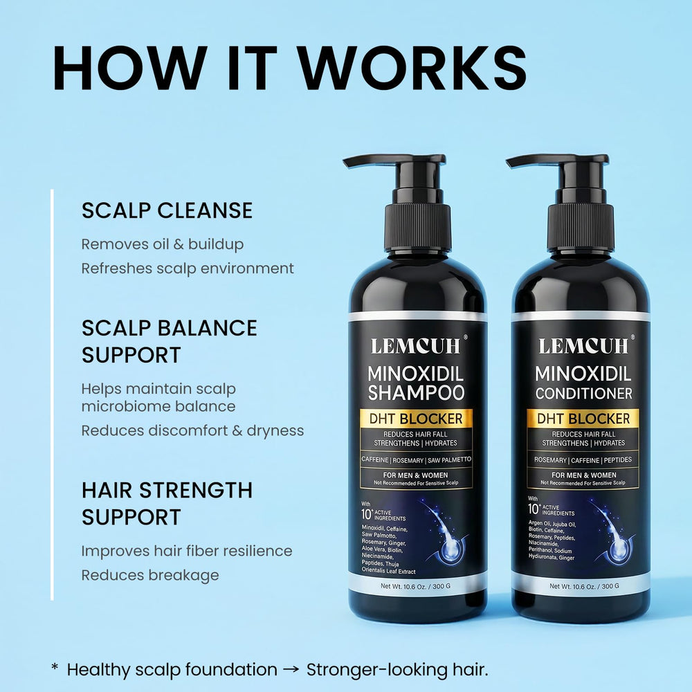 Lemcuh in-use shower routine with model applying product for scalp care