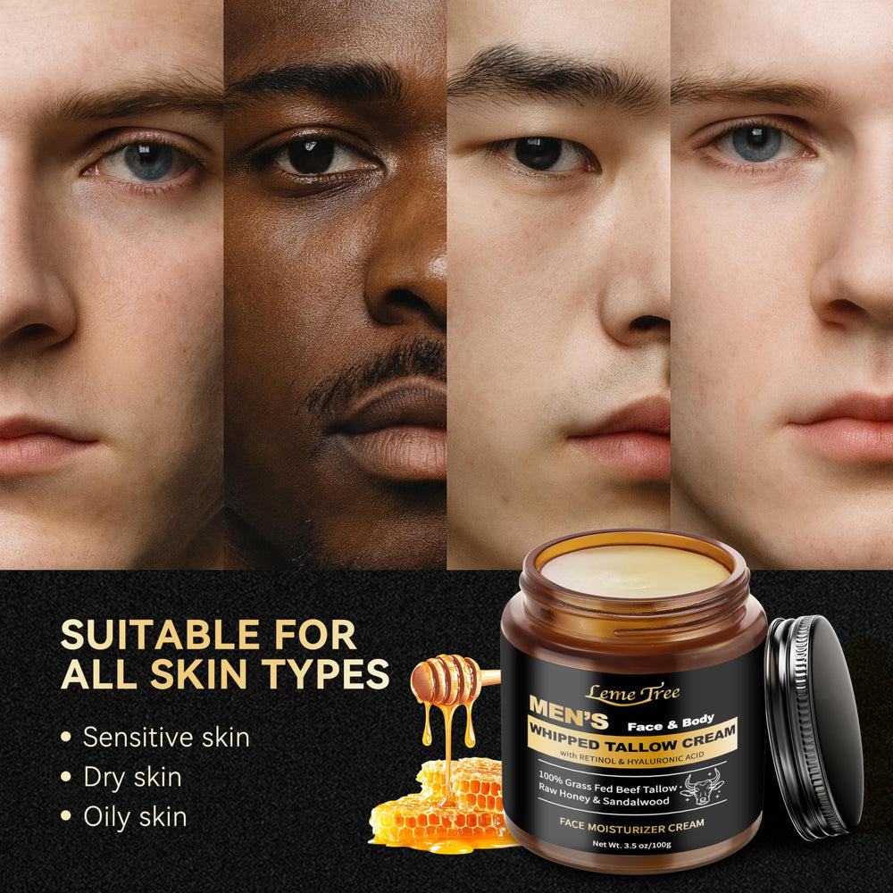 Male model applying LemeTree to face illustrating post-shave soothing benefit