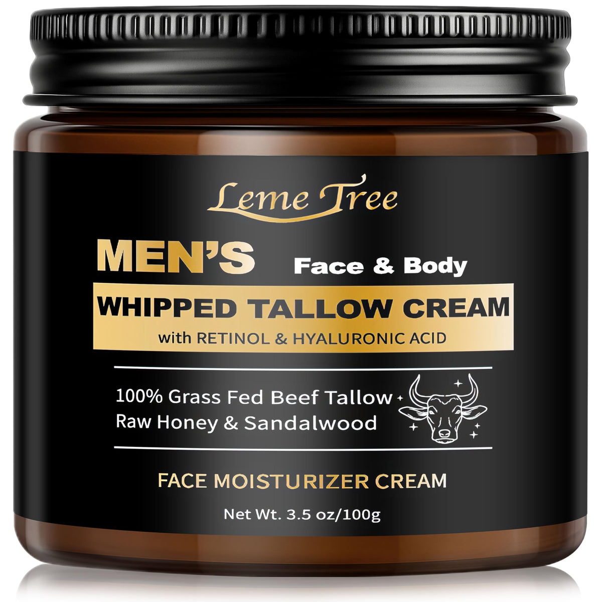 LemeTree jar front view showing sandalwood scent and clean masculine packaging