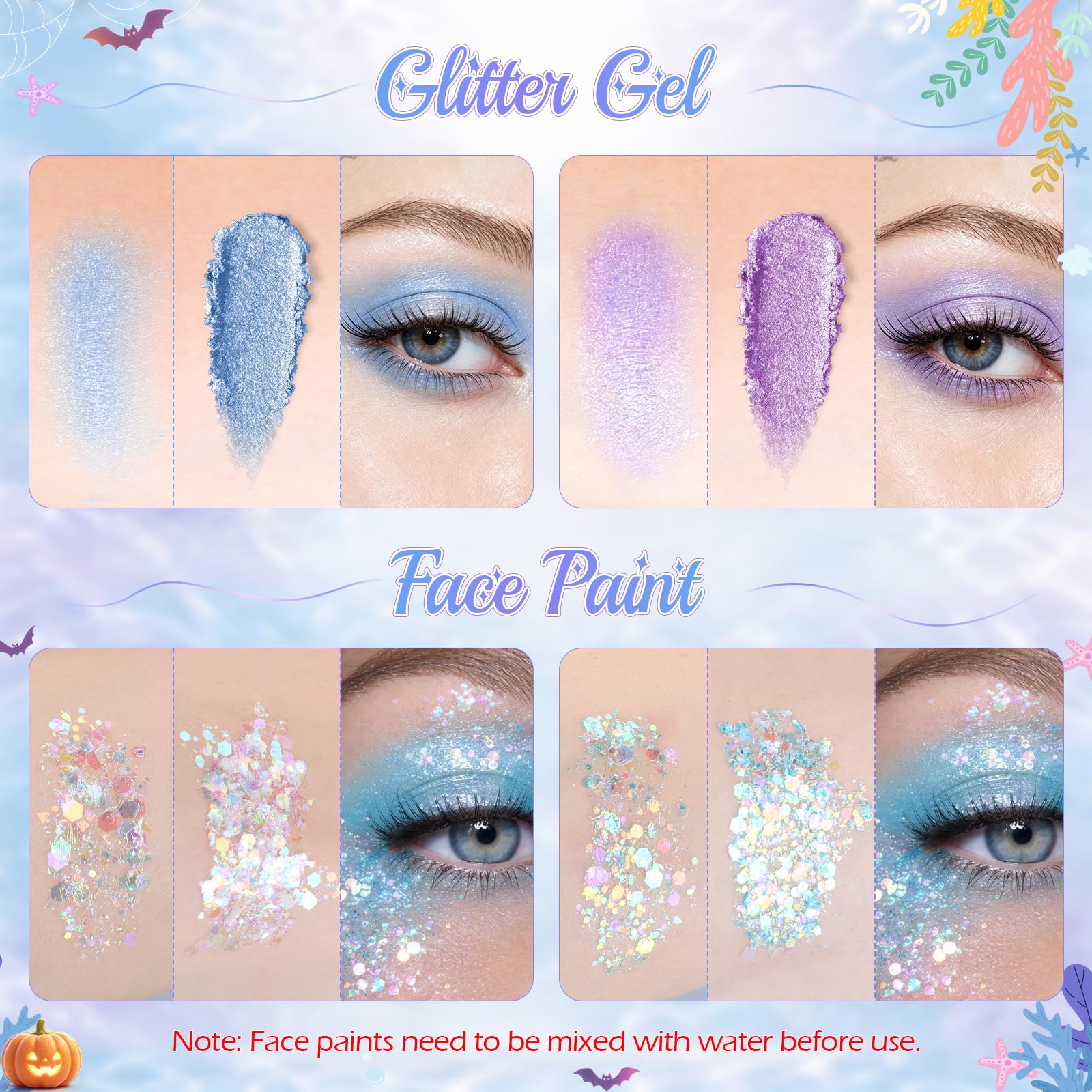 LEMEWEL application in action model using stencil and glitter for fast results