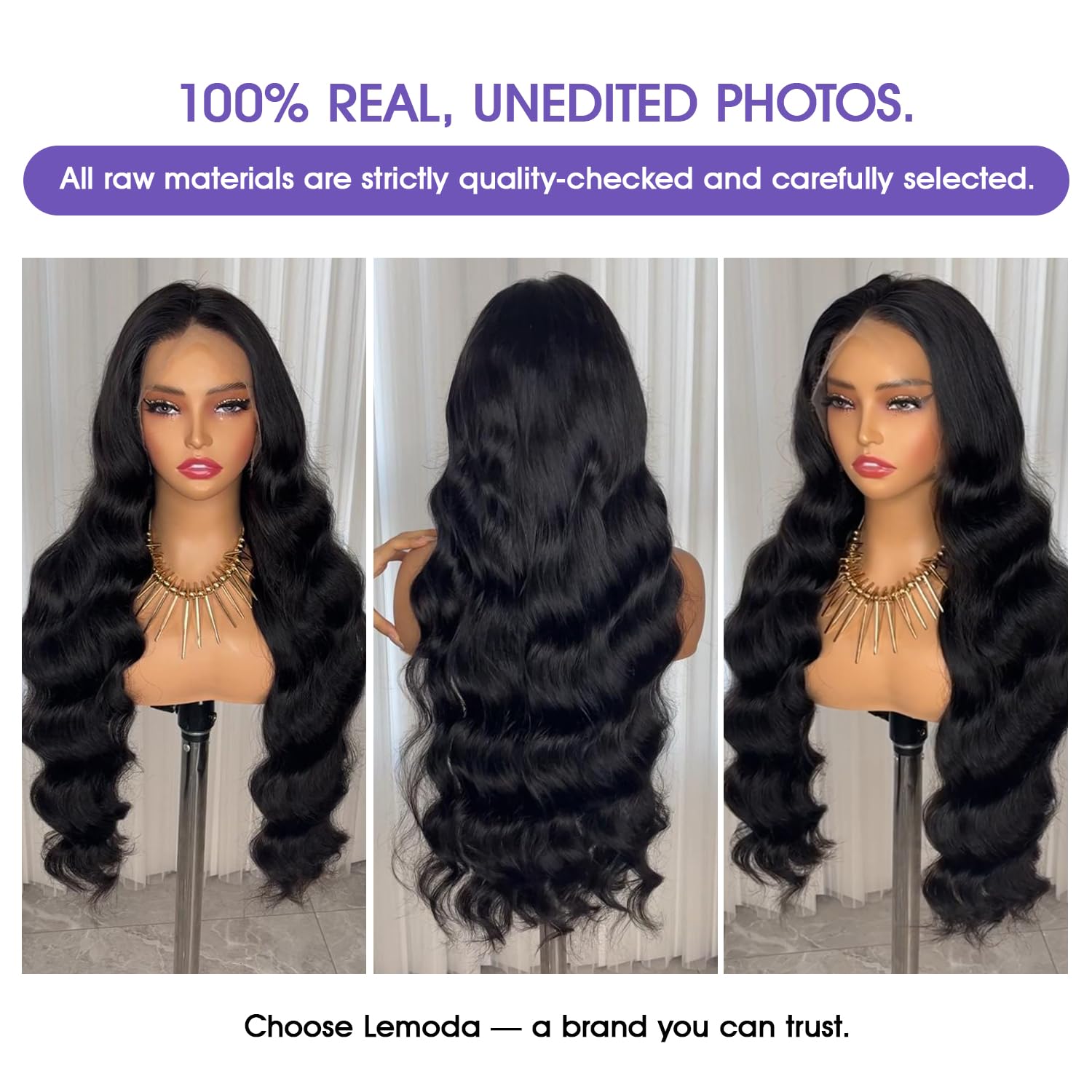 Lemoda body wave 30 inch length showing flowing volume benefit