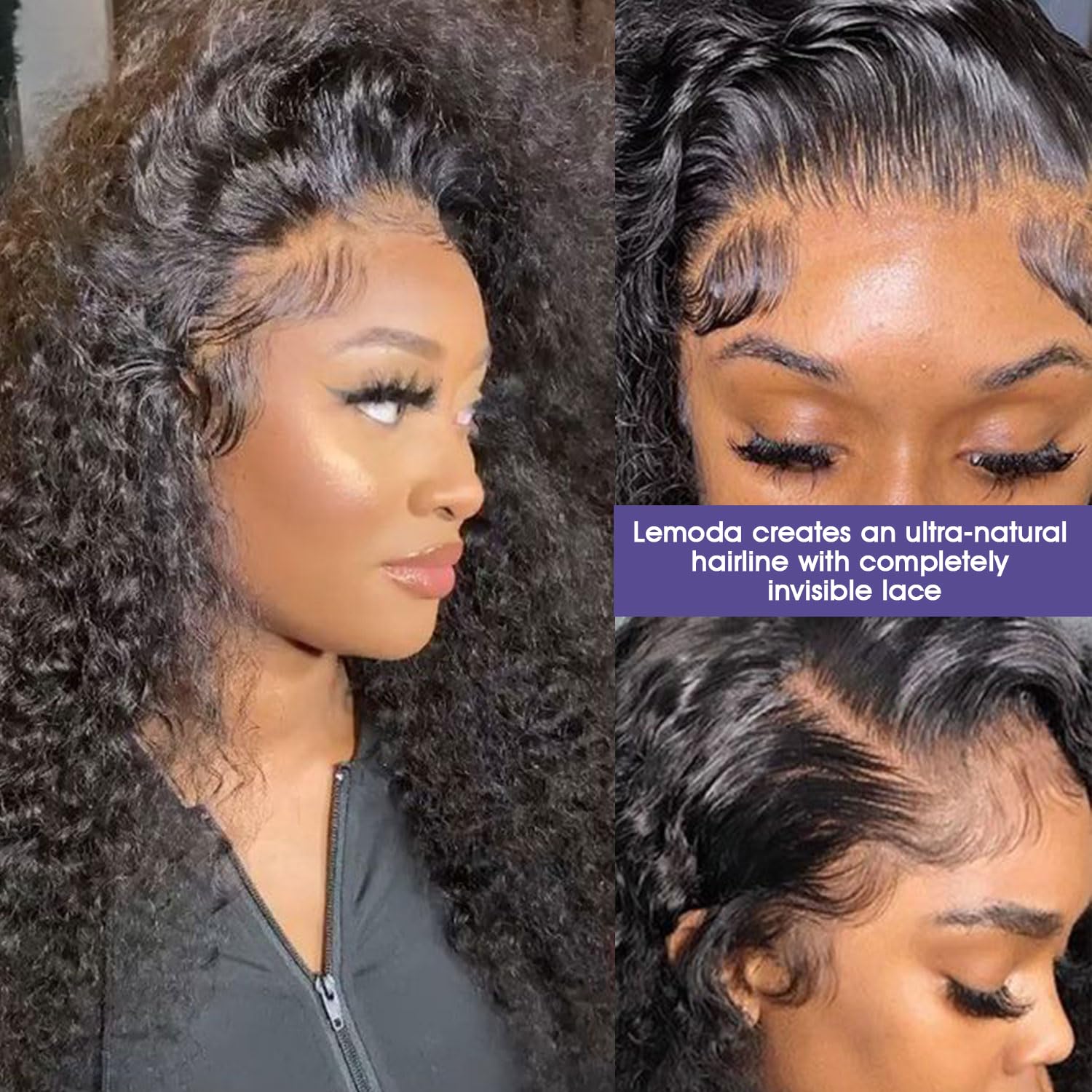 Lemoda model wearing wet-and-wavy style for versatile everyday looks