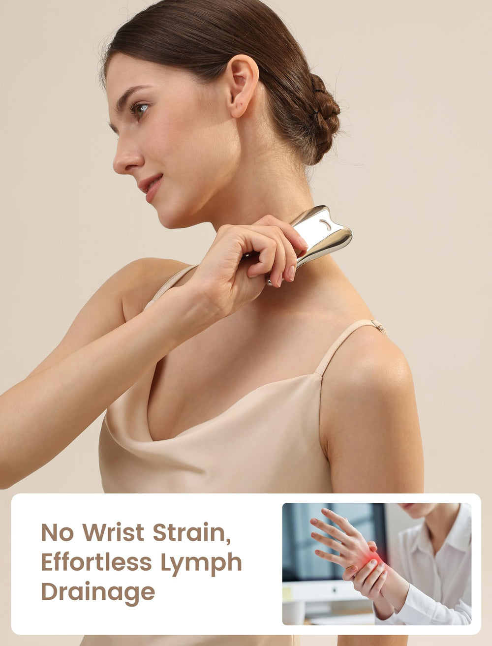 Lemove gua sha held in hand to show scale and comfortable grip benefit