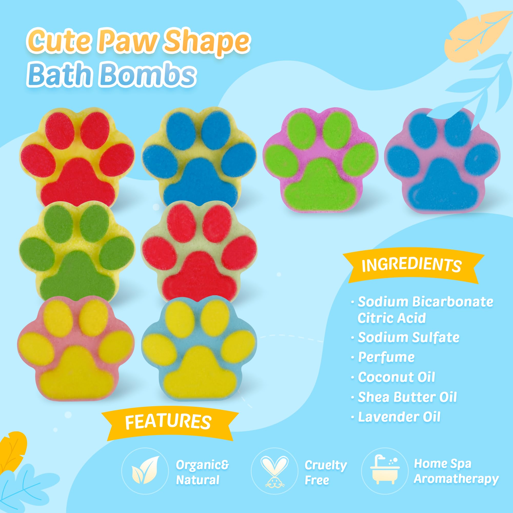 leoce assorted colored bombs displayed to show scent variety