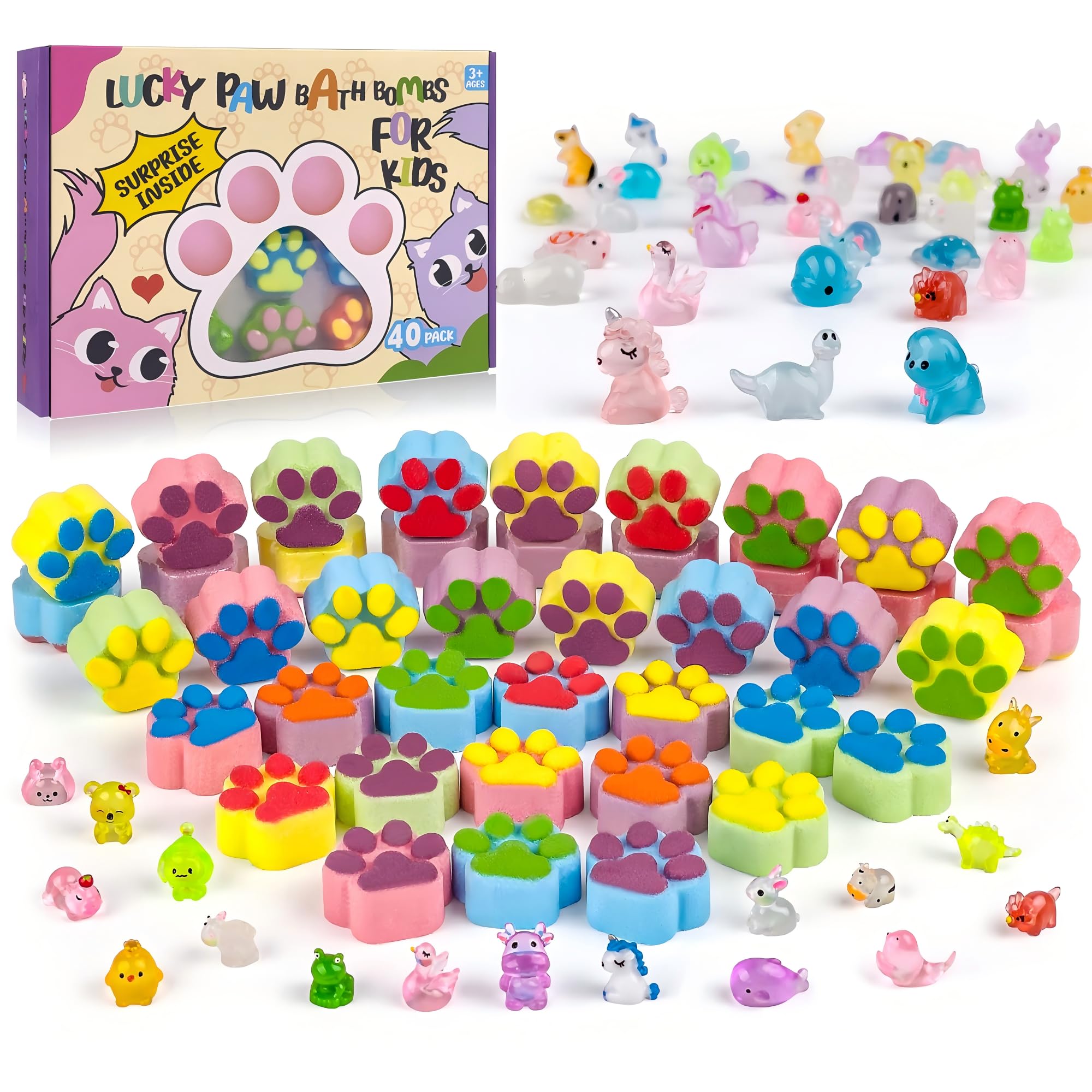 leoce packaging front showing 40 paw bath bombs for bulk value