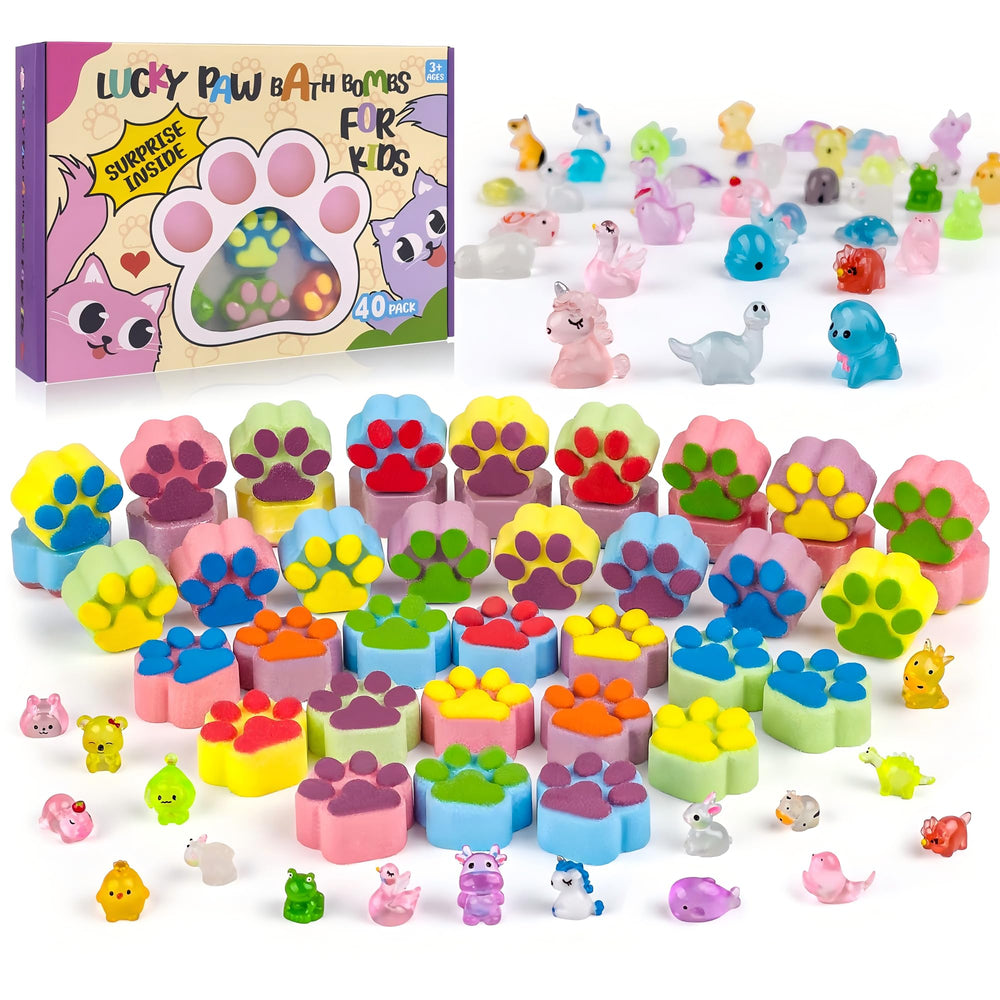 leoce packaging front showing 40 paw bath bombs for bulk value