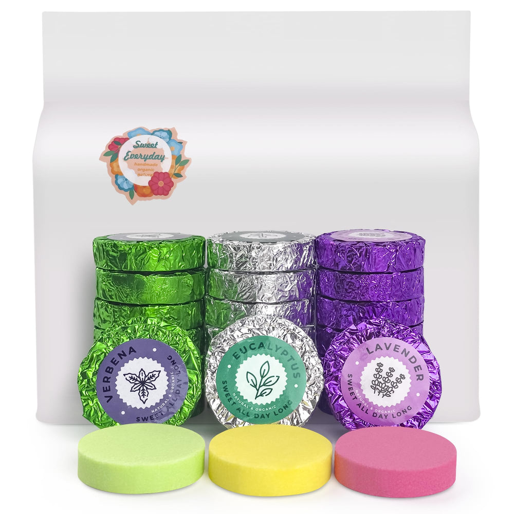 leoce foil-wrapped tablets arranged to show preservation and long-lasting fragrance