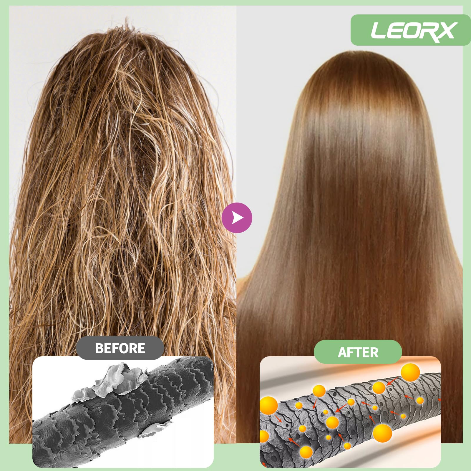 leorx shampoo lather close-up showing creamy texture and conditioning
