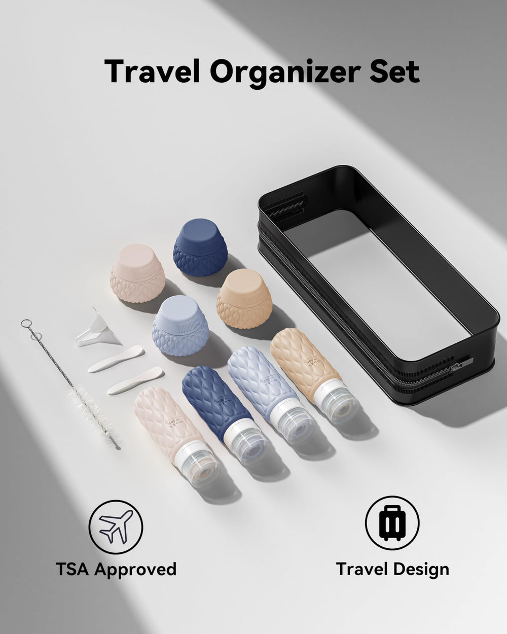 Lericttor bottles in hand beside passport showing TSA-size compliance benefit