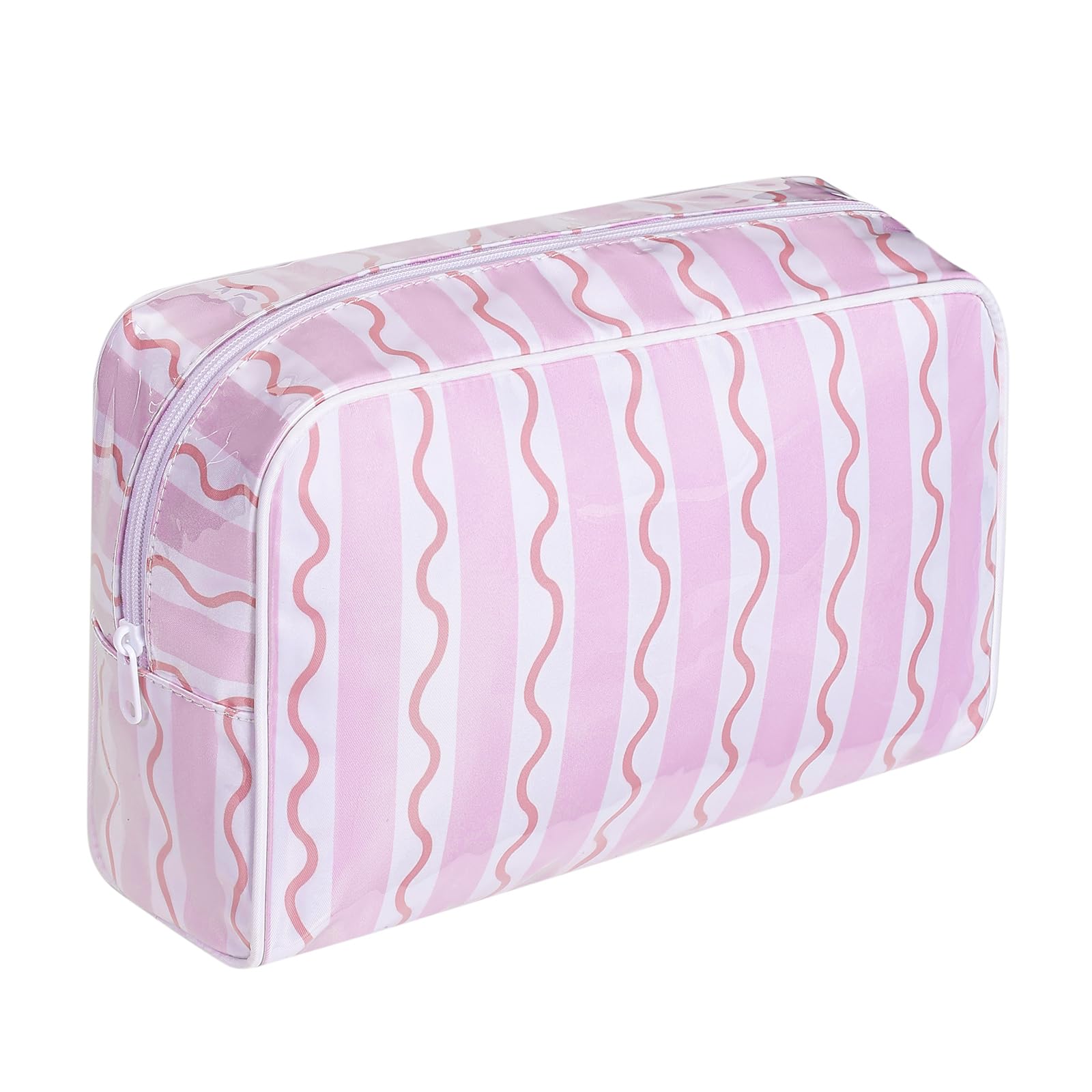 Lestikave front view pink stripe shows roomy storage and visual appeal