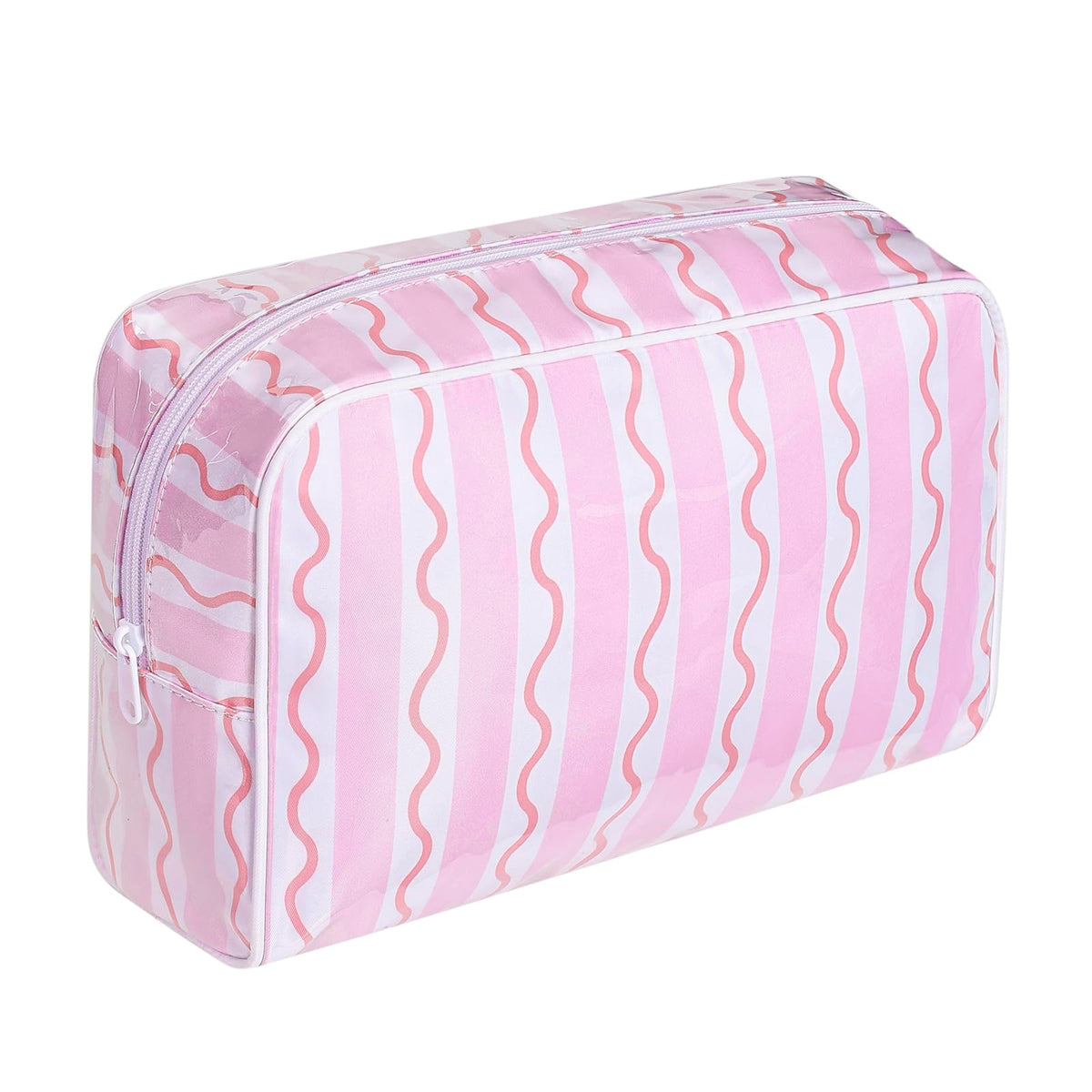 Lestikave front view pink stripe shows roomy storage and visual appeal