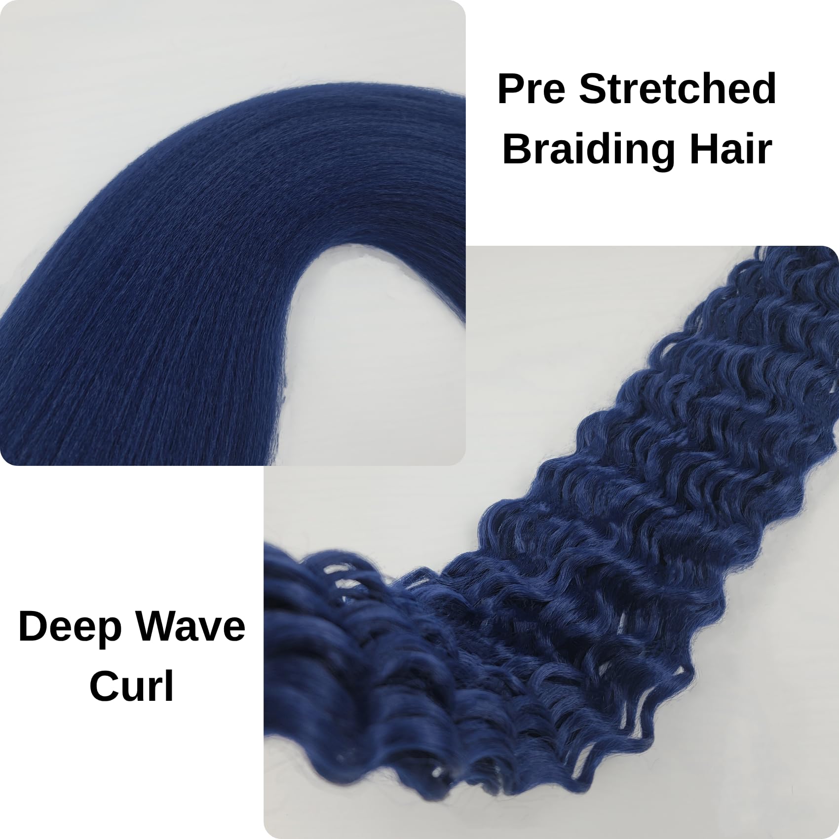 Pre-stretched Leticia dark blue strands ready to braid for faster styling