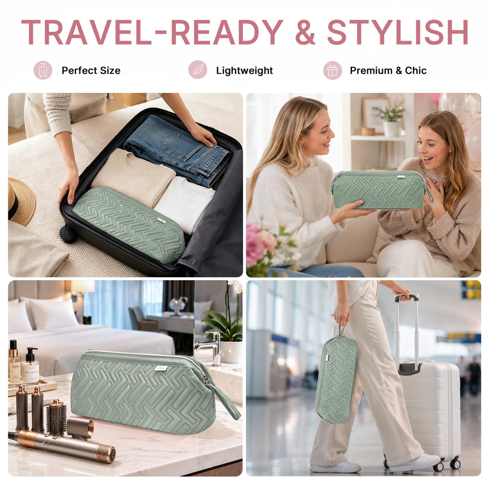 Leudes case with hair dryer and multiple attachments neatly organized inside