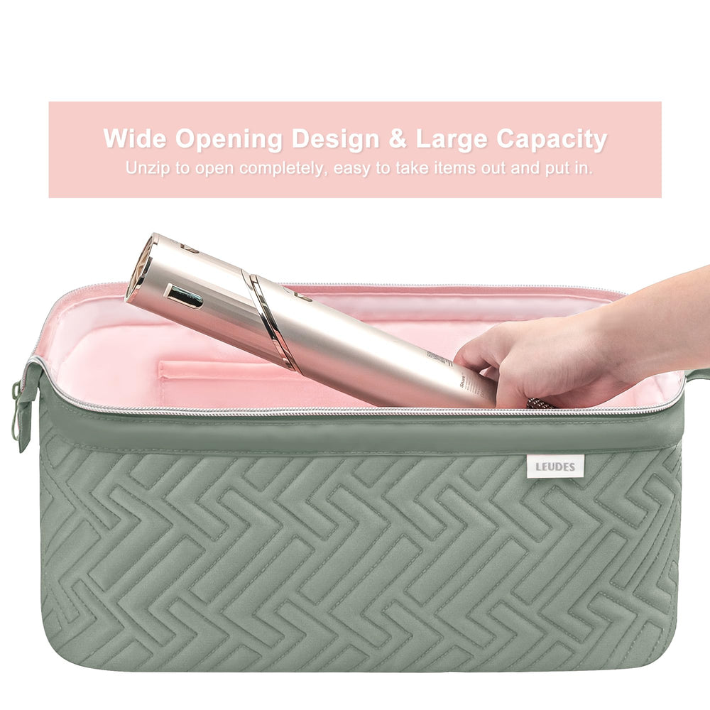 Leudes size comparison with hand showing travel-friendly compact dimensions
