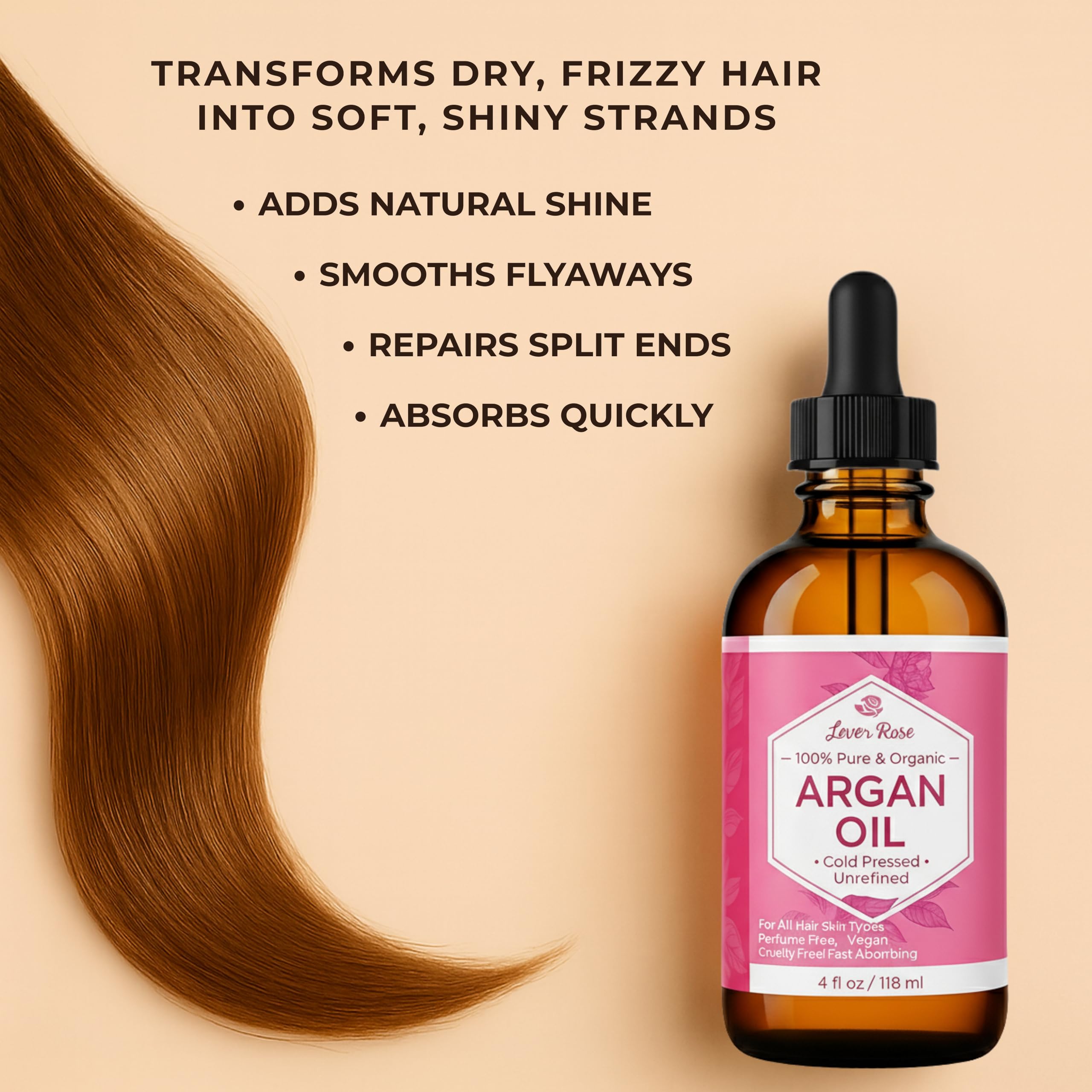 Leven Rose pouring droplets of argan oil illustrating texture and absorbency
