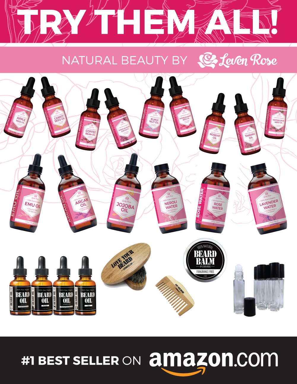 Leven Rose bottle next to coin for size comparison and travel-friendly benefit