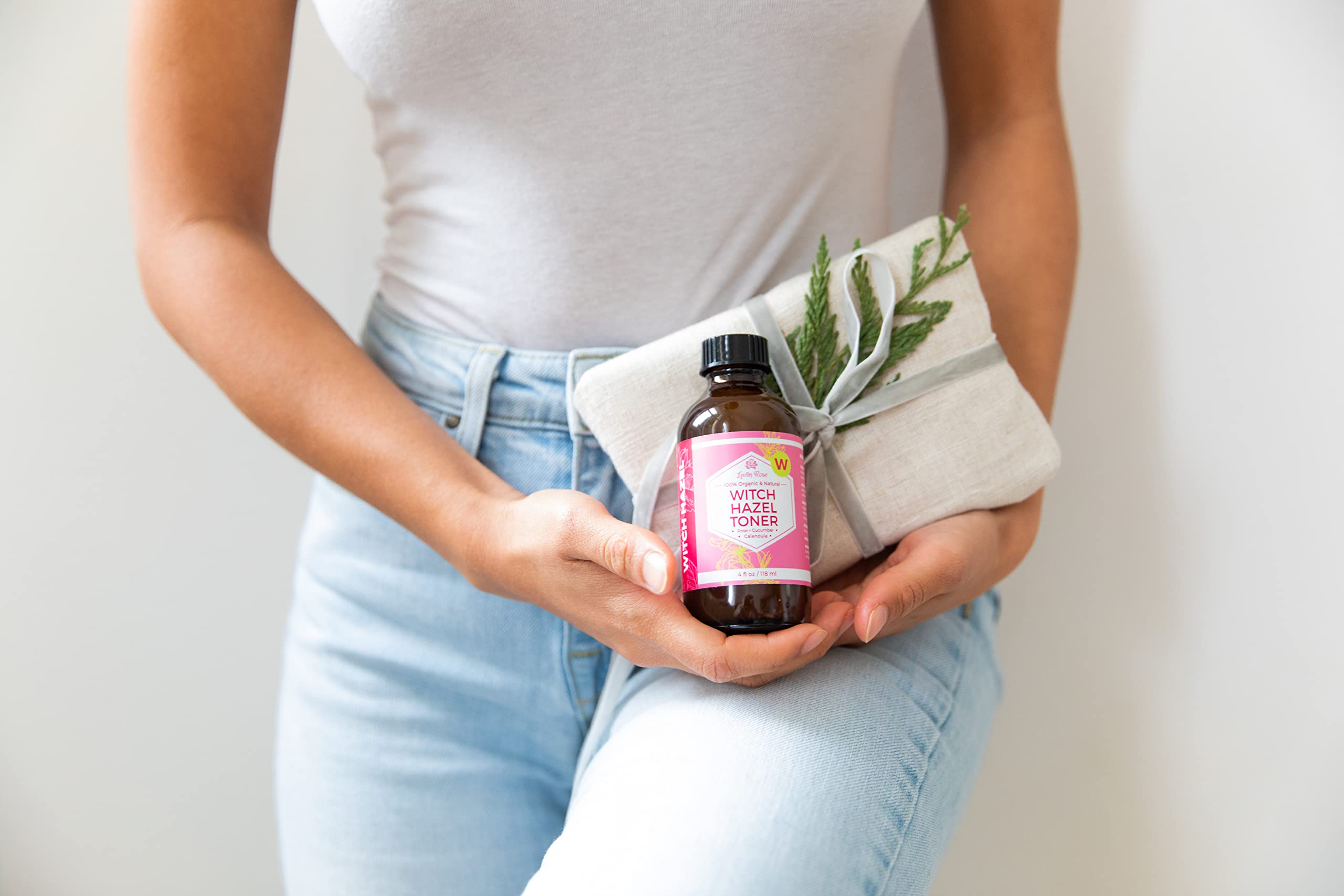 Leven Rose toner on bathroom vanity suggesting daily skincare routine
