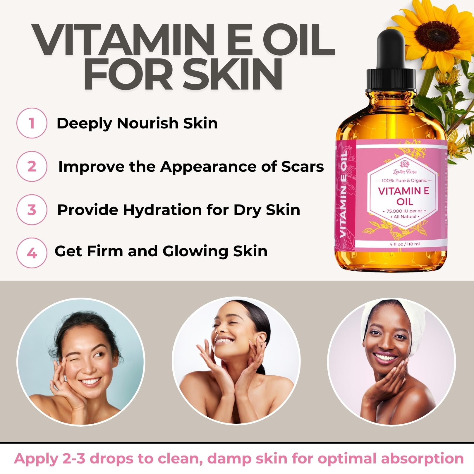 Leven Rose close-up dropper dispensing oil for precise application