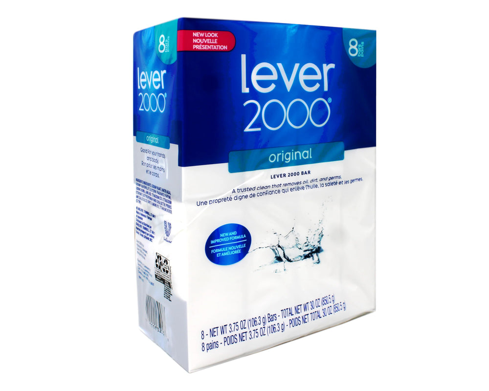 Lever 2000 bars on bathroom shelf lifestyle shot showing value pack for families