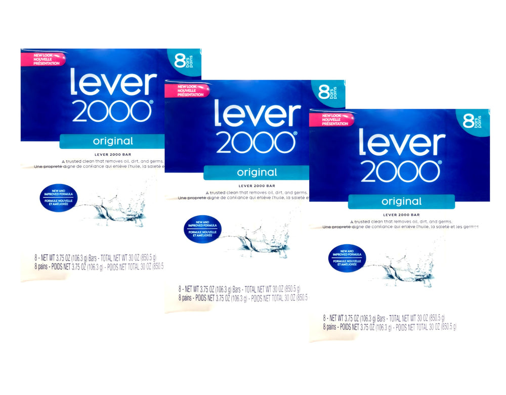 Lever 2000 front packaging showing multiple bars and clear labeling for easy storage