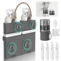 LEVOGO front view of travel dispenser kit showing organized bottles and case, convenient packing