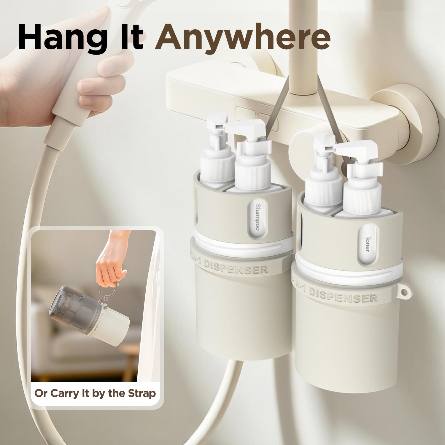 LEVOGO silicone case suctioned to tile keeping bottles stable and accessible