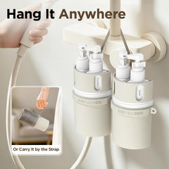 LEVOGO silicone case suctioned to tile keeping bottles stable and accessible