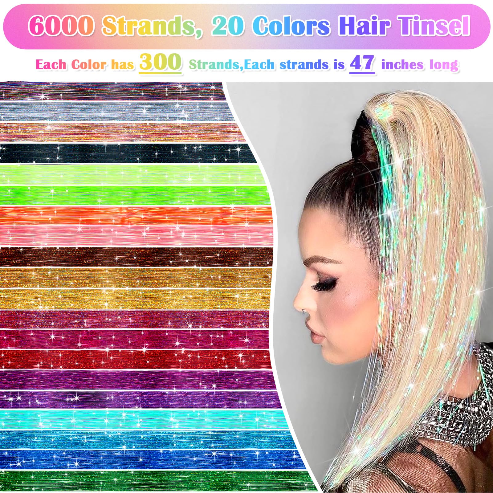 Lezmarket vibrant 20-color tinsel array for customizable color accents