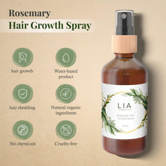 Lia Organics rosemary water droplets highlighting lightweight texture