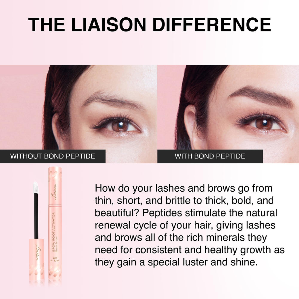 Liaison serum applied to brow showing targeted coverage benefit