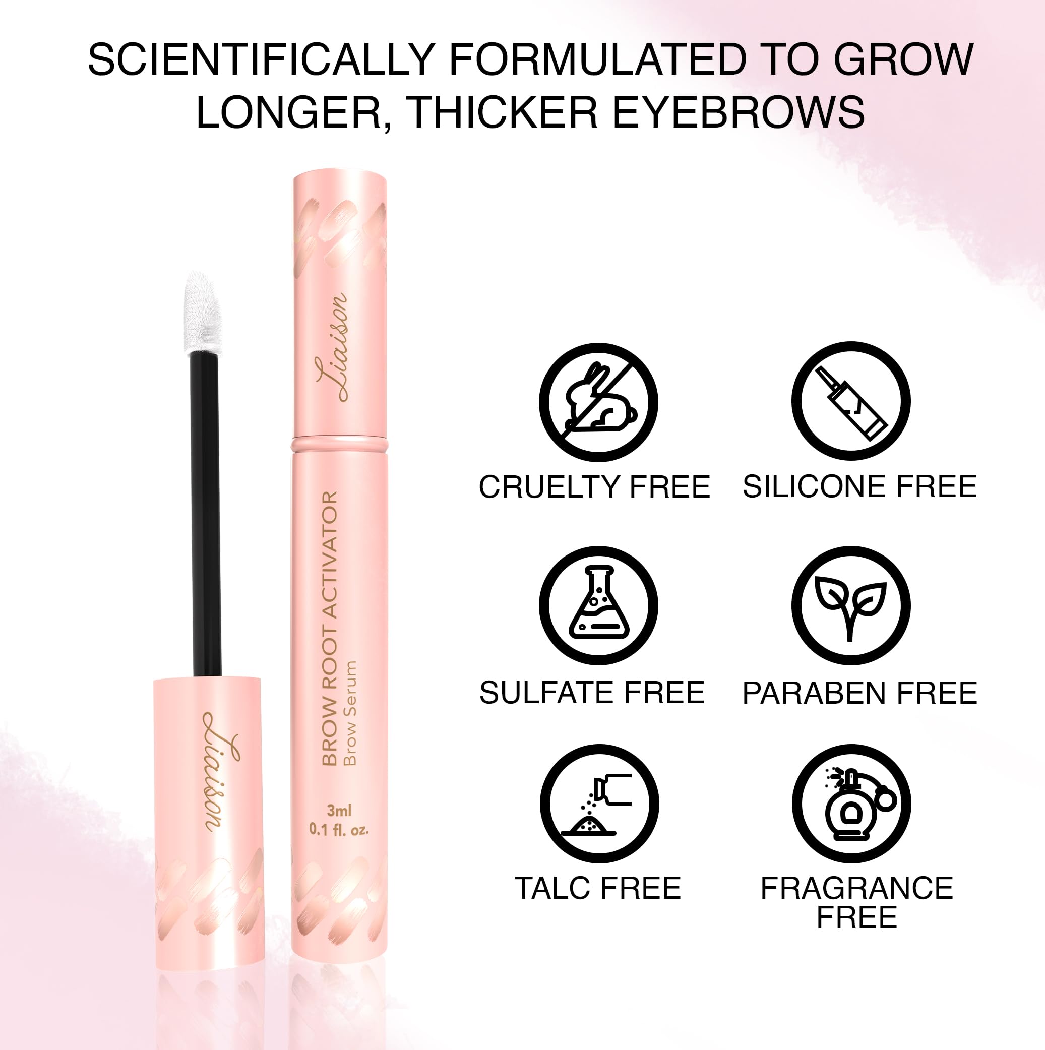 Liaison serum next to hand showing compact 3ml size benefit