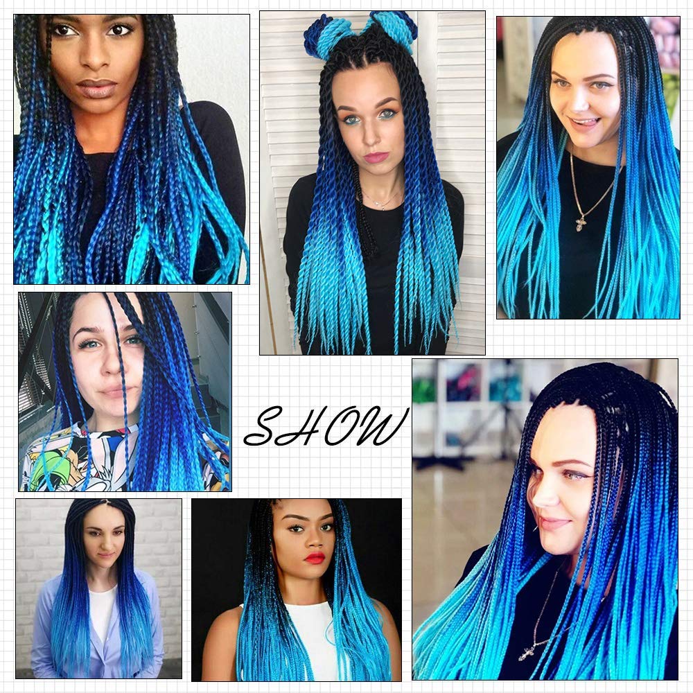 Liang Dian ombre gradient from black to dark blue to light blue for vibrant style