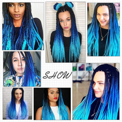 Liang Dian ombre gradient from black to dark blue to light blue for vibrant style