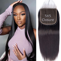 Liangya Hair front view of 5x5 closure showing natural part and full density