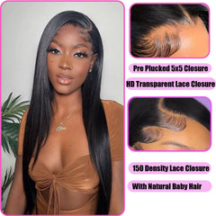 Liangya Hair close-up of transparent 5x5 lace and bleached knots for seamless blend