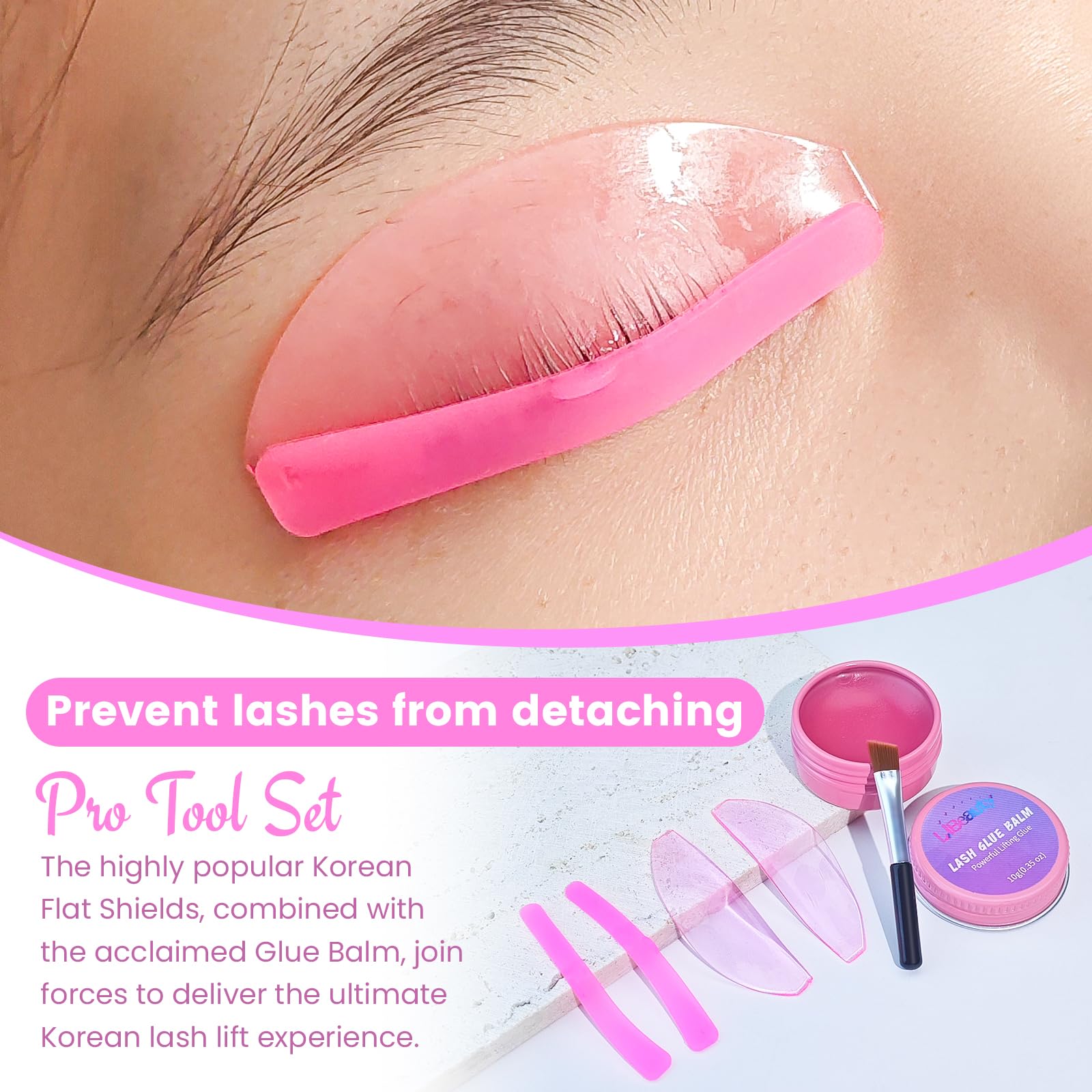 Libeauty glue balm tube close-up highlighting peach scent and controlled tack