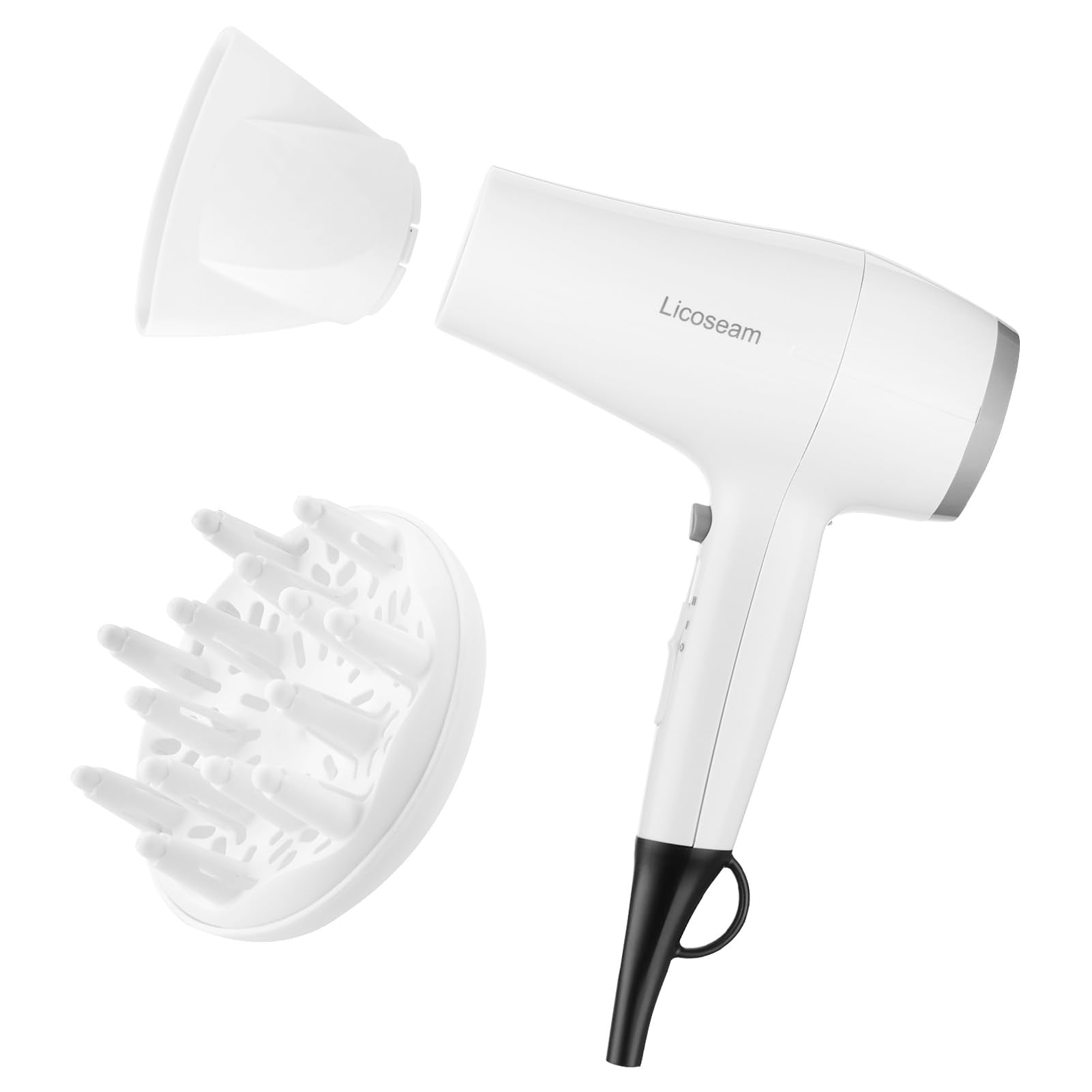 Licoseam front view of white dryer showing compact design and power