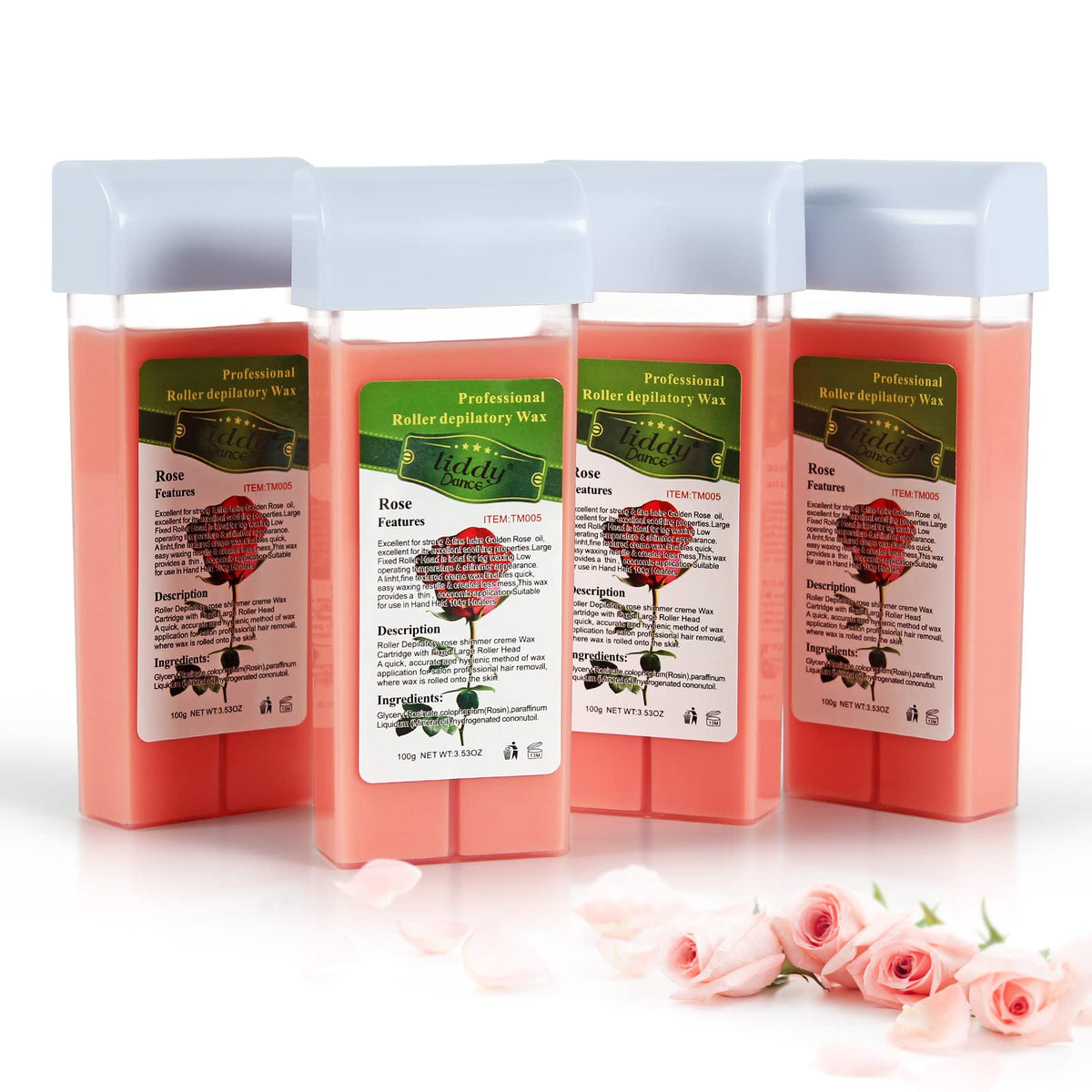 liddy Dance front packaging showing four rose wax cartridges and benefits