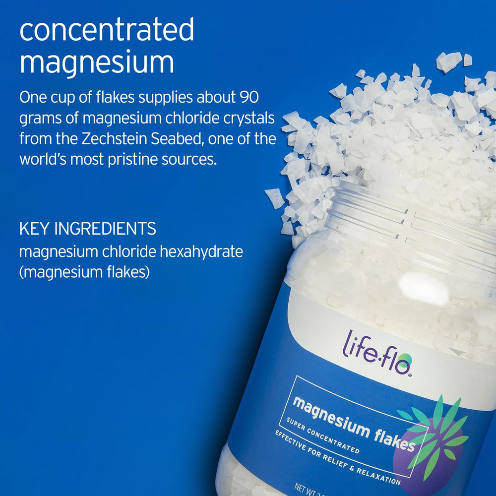 LIFE-FLO close-up of flaky mineral texture, highlights quick dissolve benefit